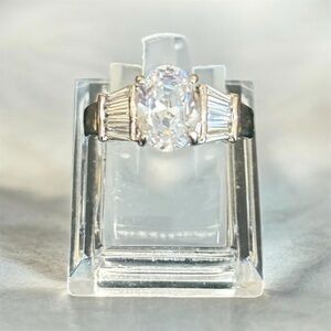 Classic Oval-Cut CZ Three-Stone Ring in Silver